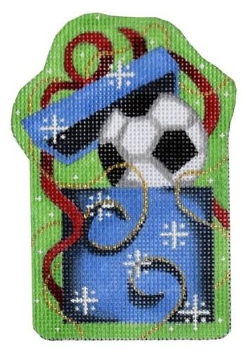 Soccer Ball in Present Ornament Painted Canvas Associated Talents 