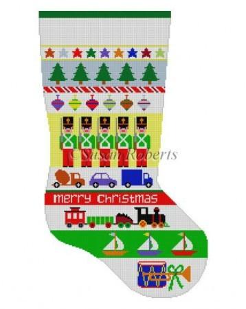 Soldier Stripe Stocking Painted Canvas Susan Roberts Needlepoint Designs, Inc. 