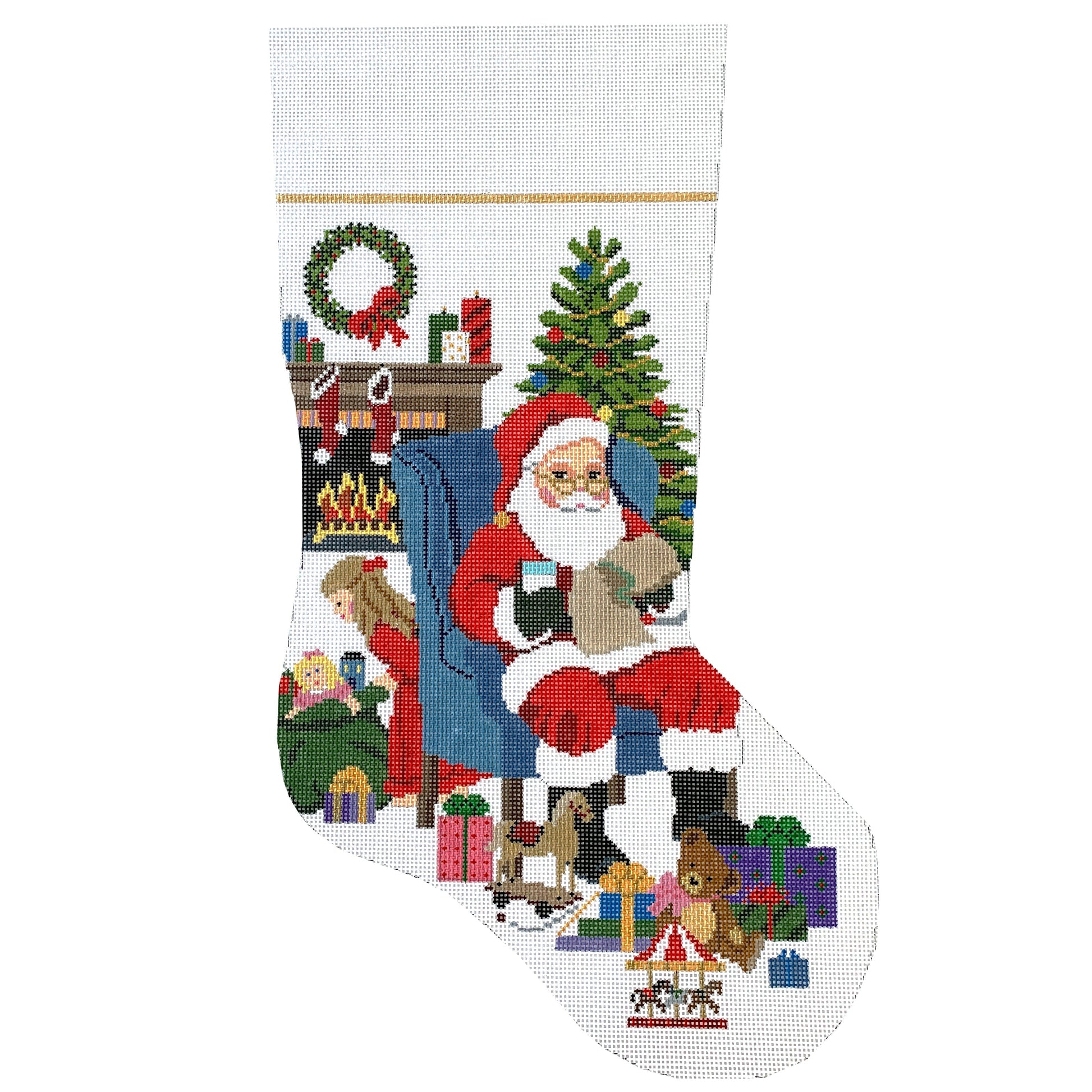 Someone's Peeking Girl Stocking #13 Painted Canvas Susan Roberts Needlepoint Designs Inc. 