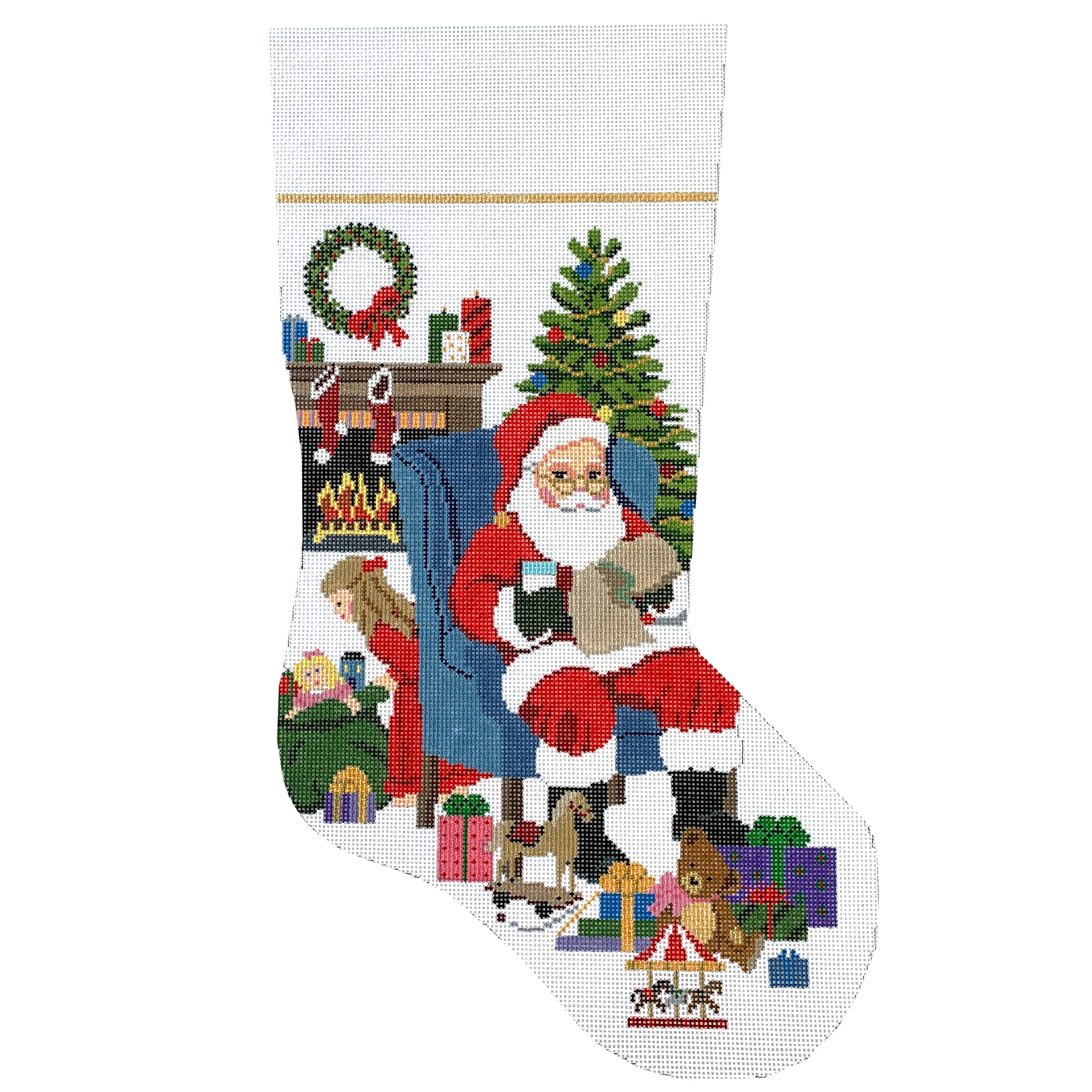 Someone's Peeking Girl Stocking #13 Painted Canvas Susan Roberts Needlepoint Designs Inc. 
