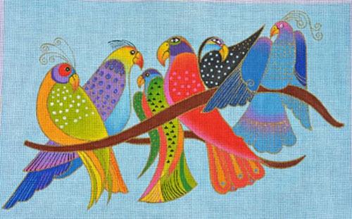 Songbirds Painted Canvas Laurel Burch 