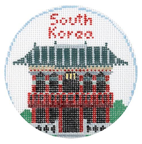South Korea Round Painted Canvas Kathy Schenkel Designs 