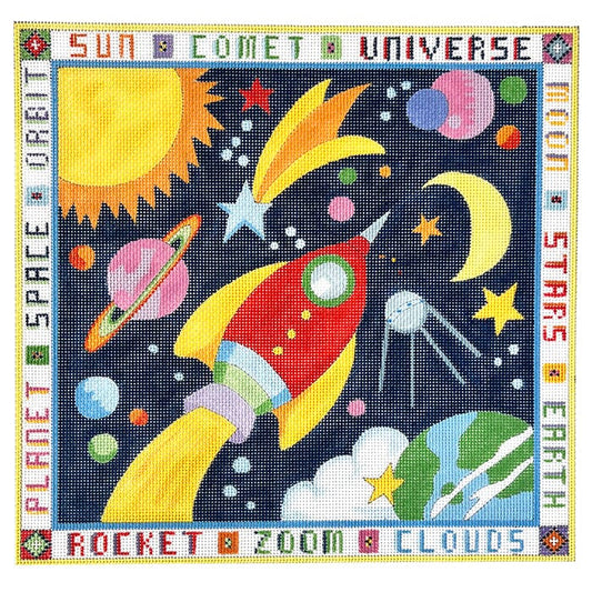 Space with Border Painted Canvas Alice Peterson Company 