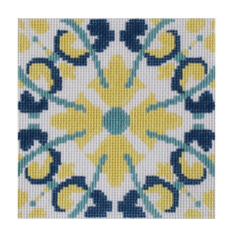 Spanish Tile Small Painted Canvas Atlantic Blue Canvas 