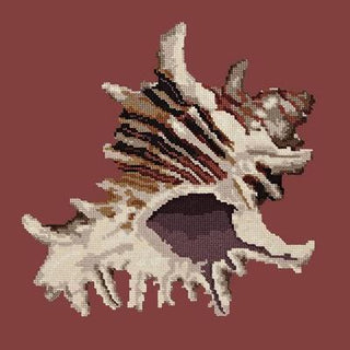 Spiky Conch Needlepoint Kit Kits Elizabeth Bradley Design Dark Red 
