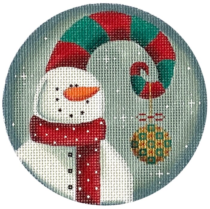 Spiral Snowman with Stitch Guide Painted Canvas Rebecca Wood Designs 