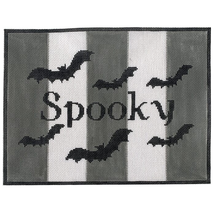 Spooky Bats on Stripes Painted Canvas Kristine Kingston  - 1