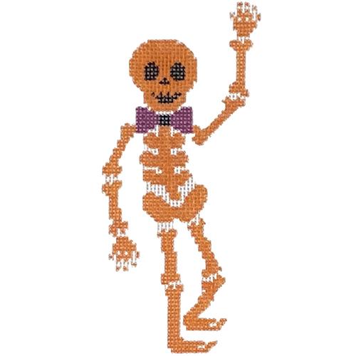 Spooky Skeleton - Orange Painted Canvas Audrey Wu Designs 