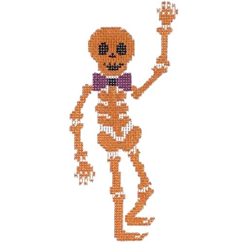 Spooky Skeleton   Orange Painted Canvas Audrey Wu Designs  - 1