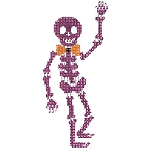 Spooky Skeleton   Purple Painted Canvas Audrey Wu Designs  - 1