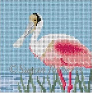 Spoonbill Coaster Painted Canvas Susan Roberts Needlepoint Designs, Inc. 