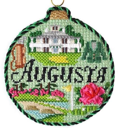 Sporting Round - Augusta with Stitch Guide Painted Canvas Needlepoint.Com 