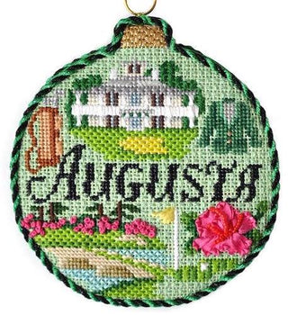 Sporting Round   Augusta with Stitch Guide Painted Canvas Needlepoint.Com 
