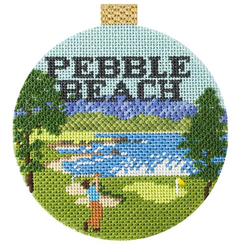 Sporting Round   Pebble Beach with Stitch Guide Painted Canvas Kirk & Bradley 
