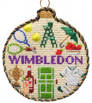Sporting Round   Wimbledon with Stitch Guide Painted Canvas Needlepoint.Com 
