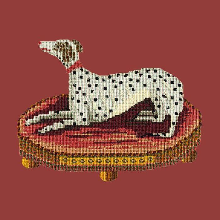 Spotted Dog Needlepoint Kit Kits Elizabeth Bradley Design Dark Red 
