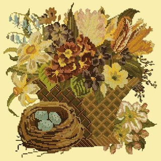 Spring Basket Needlepoint Kit Kits Elizabeth Bradley Design Butter Yellow 
