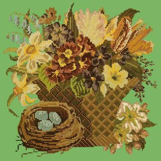 Spring Basket Needlepoint Kit Kits Elizabeth Bradley Design Grass Green 
