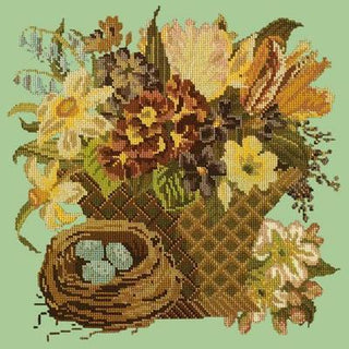 Spring Basket Needlepoint Kit Kits Elizabeth Bradley Design Pale Green 
