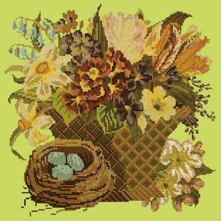 Spring Basket Needlepoint Kit Kits Elizabeth Bradley Design Pale Lime 

