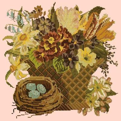 Spring Basket Needlepoint Kit Kits Elizabeth Bradley Design Salmon Pink 
