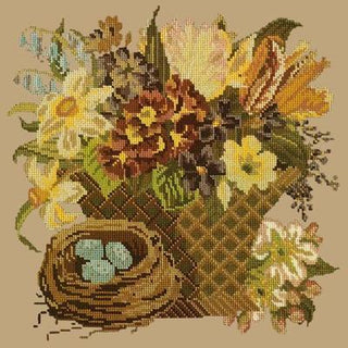 Spring Basket Needlepoint Kit Kits Elizabeth Bradley Design Sand 
