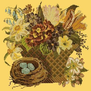 Spring Basket Needlepoint Kit Kits Elizabeth Bradley Design Sunflower Yellow 
