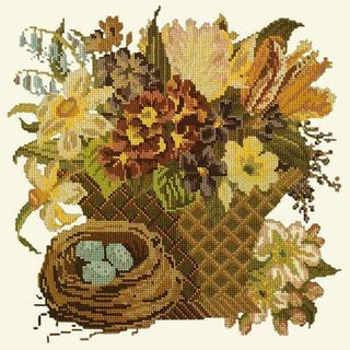 Spring Basket Needlepoint Kit Kits Elizabeth Bradley Design Winter White 
