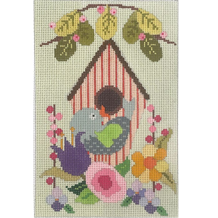 Spring Birdhouse Painted Canvas NeedleDeeva  - 1