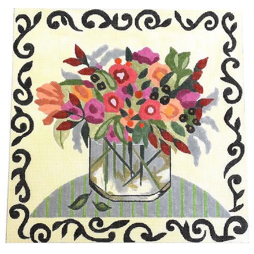 Spring Bouquet in Vase Painted Canvas Melissa Prince Designs  - 1