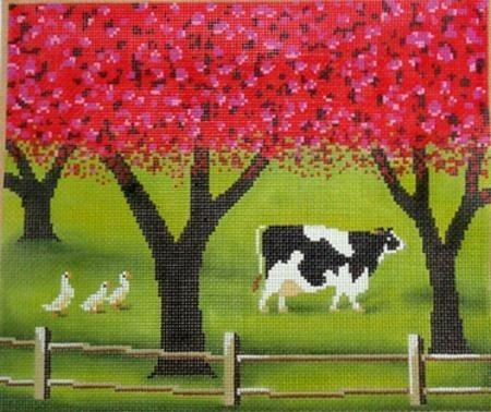 Spring Cow Painted Canvas Cooper Oaks Design  - 1