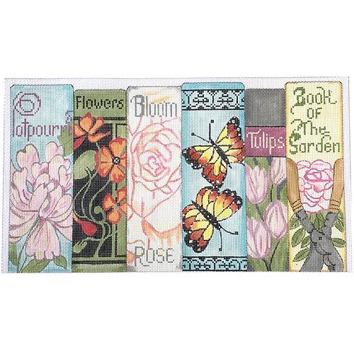 Spring Flowers Bookshelf Painted Canvas Alice Peterson Company  - 1