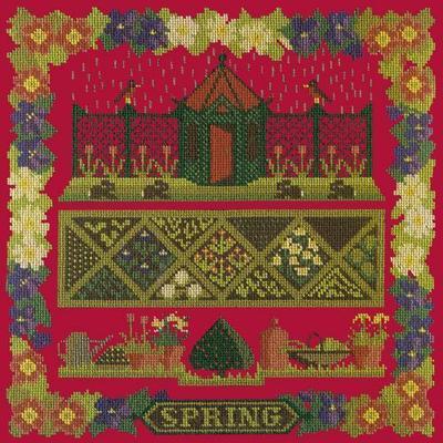 Spring Sampler Needlepoint Kit Kits Elizabeth Bradley Design Bright Red 
