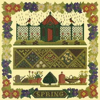 Spring Sampler Needlepoint Kit Kits Elizabeth Bradley Design Butter Yellow 
