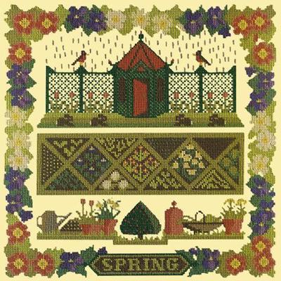 Spring Sampler Needlepoint Kit Kits Elizabeth Bradley Design Butter Yellow 
