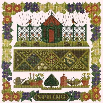 Spring Sampler Needlepoint Kit Kits Elizabeth Bradley Design Cream 
