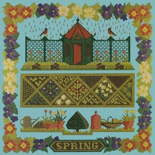 Spring Sampler Needlepoint Kit Kits Elizabeth Bradley Design Duck Egg Blue 
