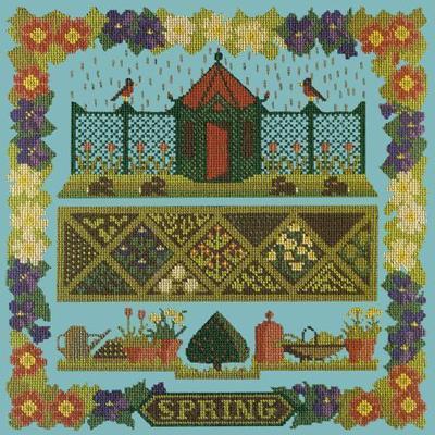 Spring Sampler Needlepoint Kit Kits Elizabeth Bradley Design Duck Egg Blue 
