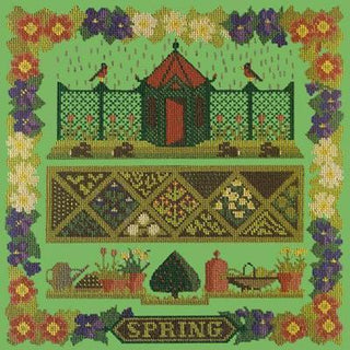 Spring Sampler Needlepoint Kit Kits Elizabeth Bradley Design Grass Green 
