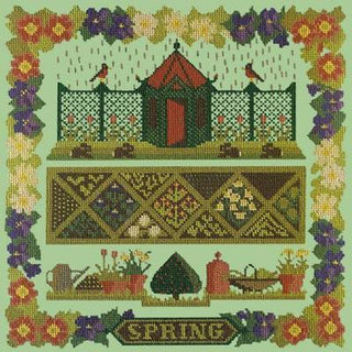 Spring Sampler Needlepoint Kit Kits Elizabeth Bradley Design Pale Green 
