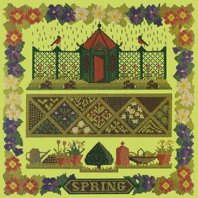 Spring Sampler Needlepoint Kit Kits Elizabeth Bradley Design Pale Lime 
