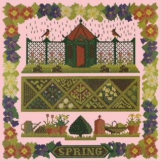 Spring Sampler Needlepoint Kit Kits Elizabeth Bradley Design Pale Rose 
