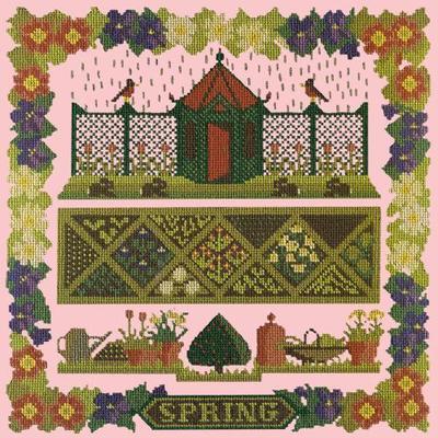 Spring Sampler Needlepoint Kit Kits Elizabeth Bradley Design Pale Rose 
