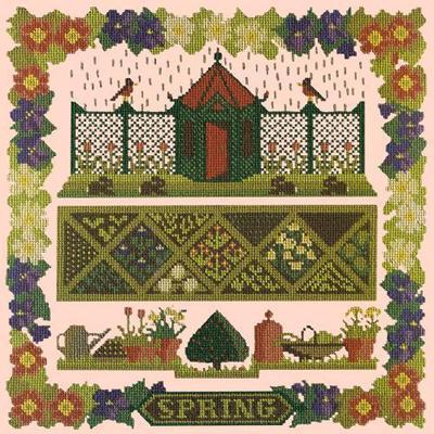 Spring Sampler Needlepoint Kit Kits Elizabeth Bradley Design Salmon Pink 
