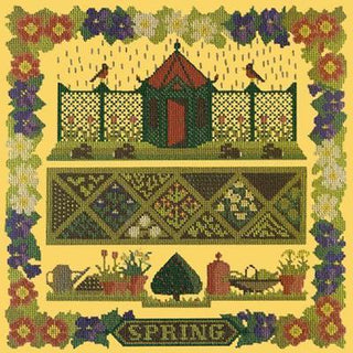Spring Sampler Needlepoint Kit Kits Elizabeth Bradley Design Sunflower Yellow 
