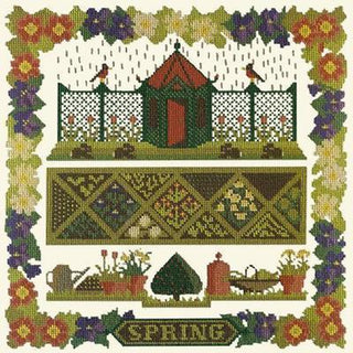 Spring Sampler Needlepoint Kit Kits Elizabeth Bradley Design Winter White 
