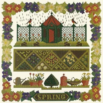 Spring Sampler Needlepoint Kit Kits Elizabeth Bradley Design Winter White 
