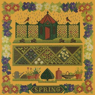 Spring Sampler Needlepoint Kit Kits Elizabeth Bradley Design Yellow 
