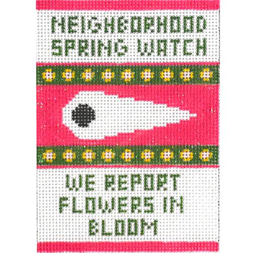 Spring Watch Ornament Painted Canvas Kimberly Ann Needlepoint 