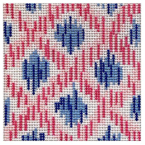 Square Insert - Ikat Pink Criss-Cross Painted Canvas Kate Dickerson Needlepoint Collections 